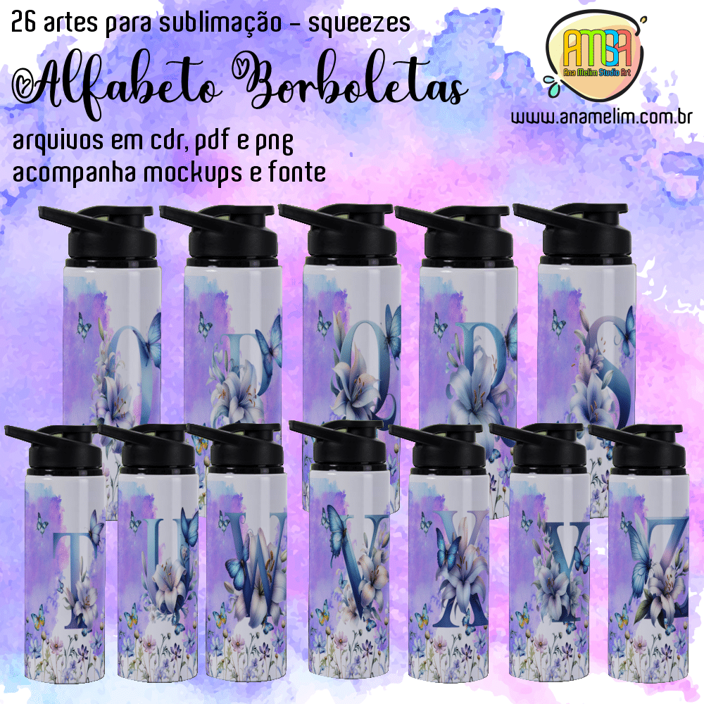 Estampas Alfabeto Borboleta Floral Squeeze Ana Melim Studio Art