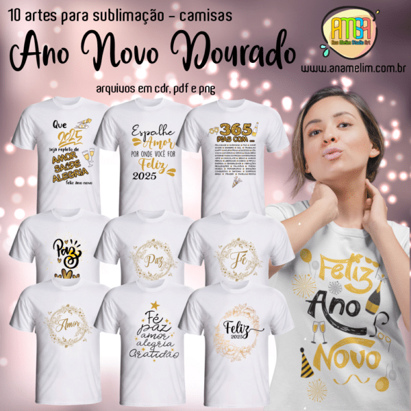 ESTAMPAS ANO NOVO DOURADO CAMISAS