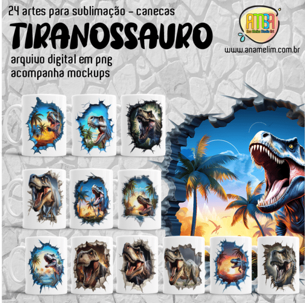 ESTAMPAS TIRANOSSAURO CANECA