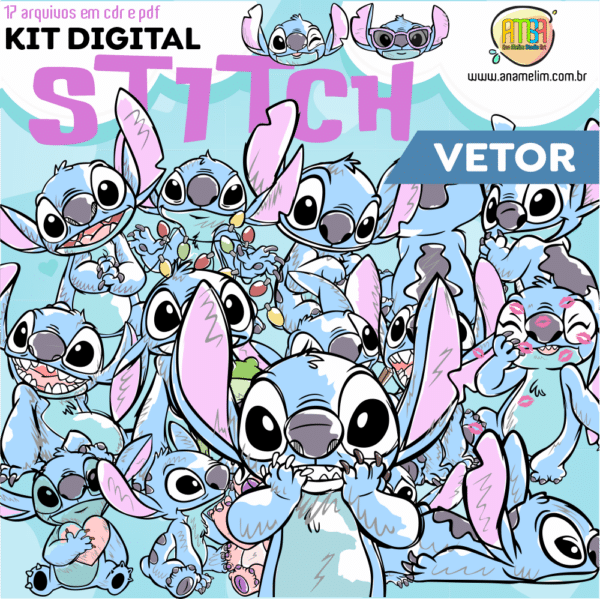 KIT DIGITAL STITCH AQUARELA VETOR