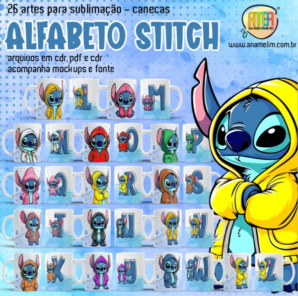 ESTAMPAS ALFABETO STITCH CANECAS - Image 2